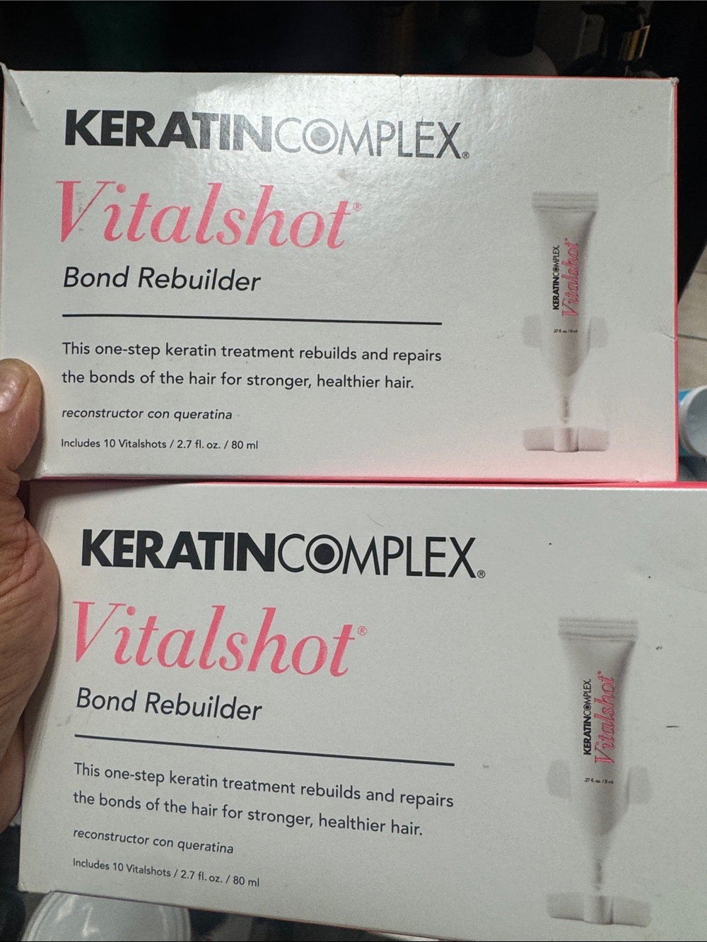 KeratinComplex Vitalshot Bond Rebuilder - White & Pink Box